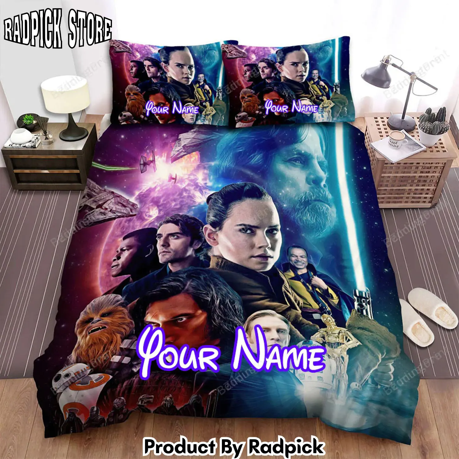 Radpick star wars episode ix the rise of skywalker portrait of main actors with scene in the film movie poster bed sheets duvet cover personalized name bedding sets rp3271935